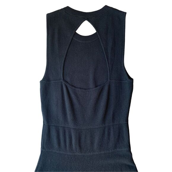 Theory Prosecco Maysen Knit A-Line Back Cutout Black Mini Dress - Picture 8 of 13